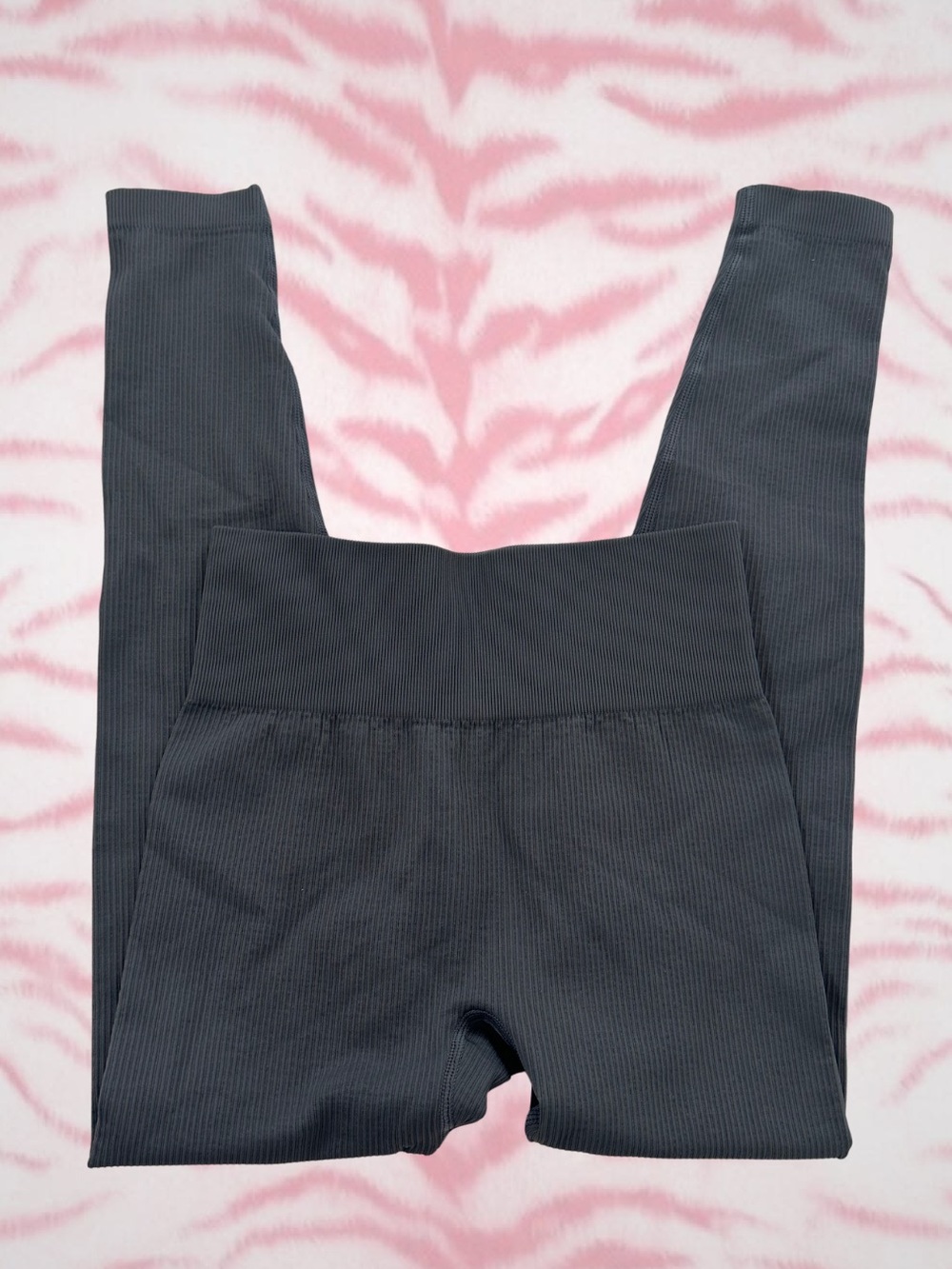 High-Rise Black Ribbed Leggings